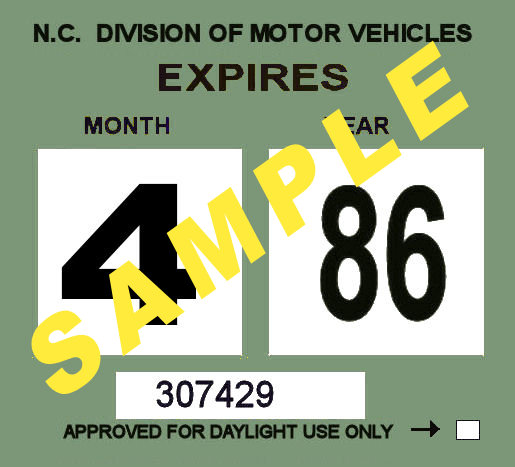 (image for) 1985-86 North Carolina Inspection sticker